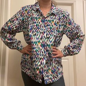 Silky Confetti Long Sleeve Party Blouse VINTAGE